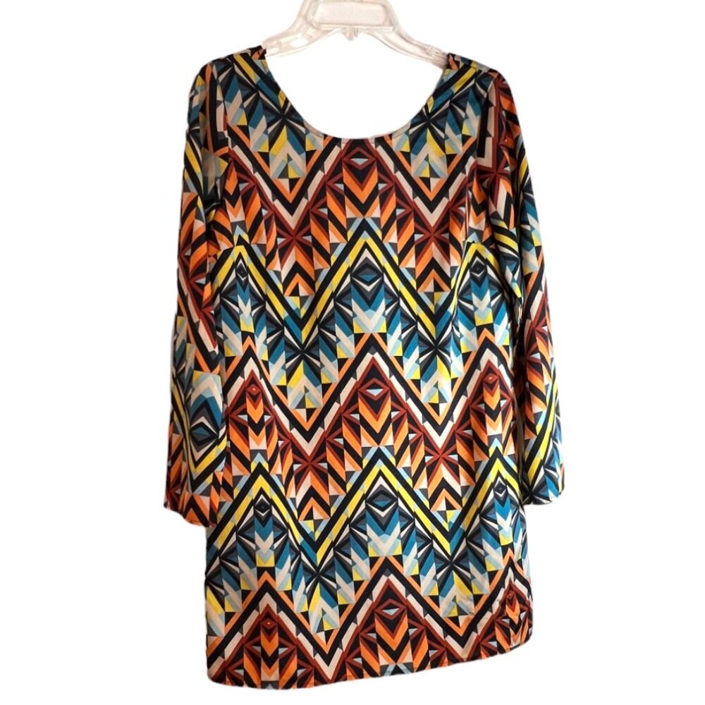 Forever 21 Multicolor Geometric Print Tunic/Dress w/Invisible Zipper Back Size M